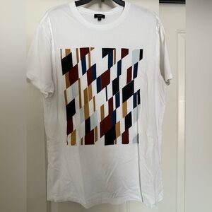 Geometric Patterned White T-Shirt